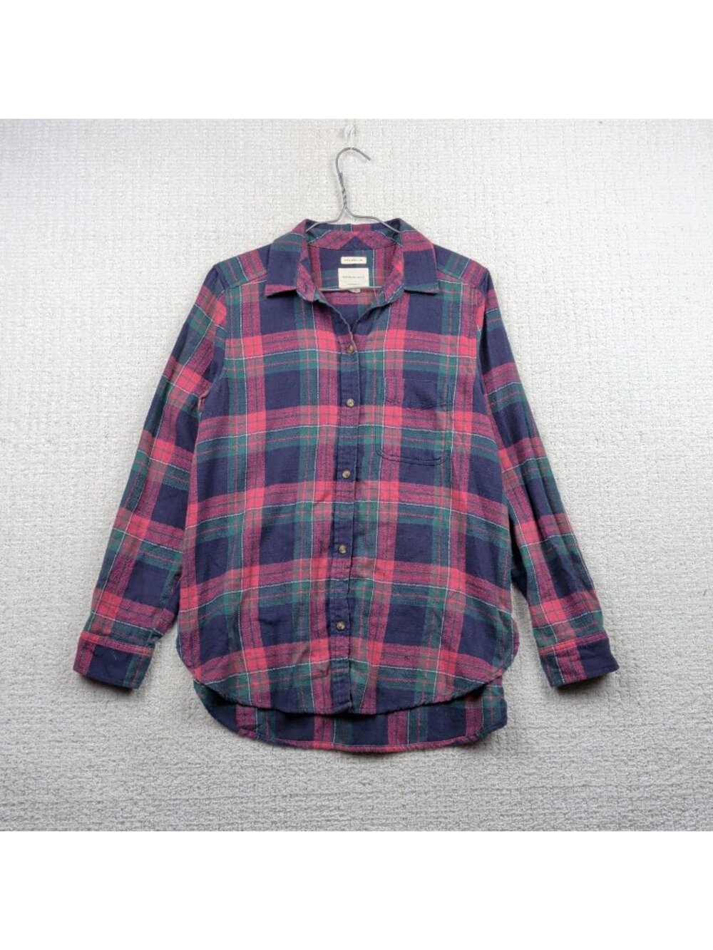 American Eagle Ahh-mazingly soft Flannel Plaid Tartan Button Up Shirt Wom Sz M